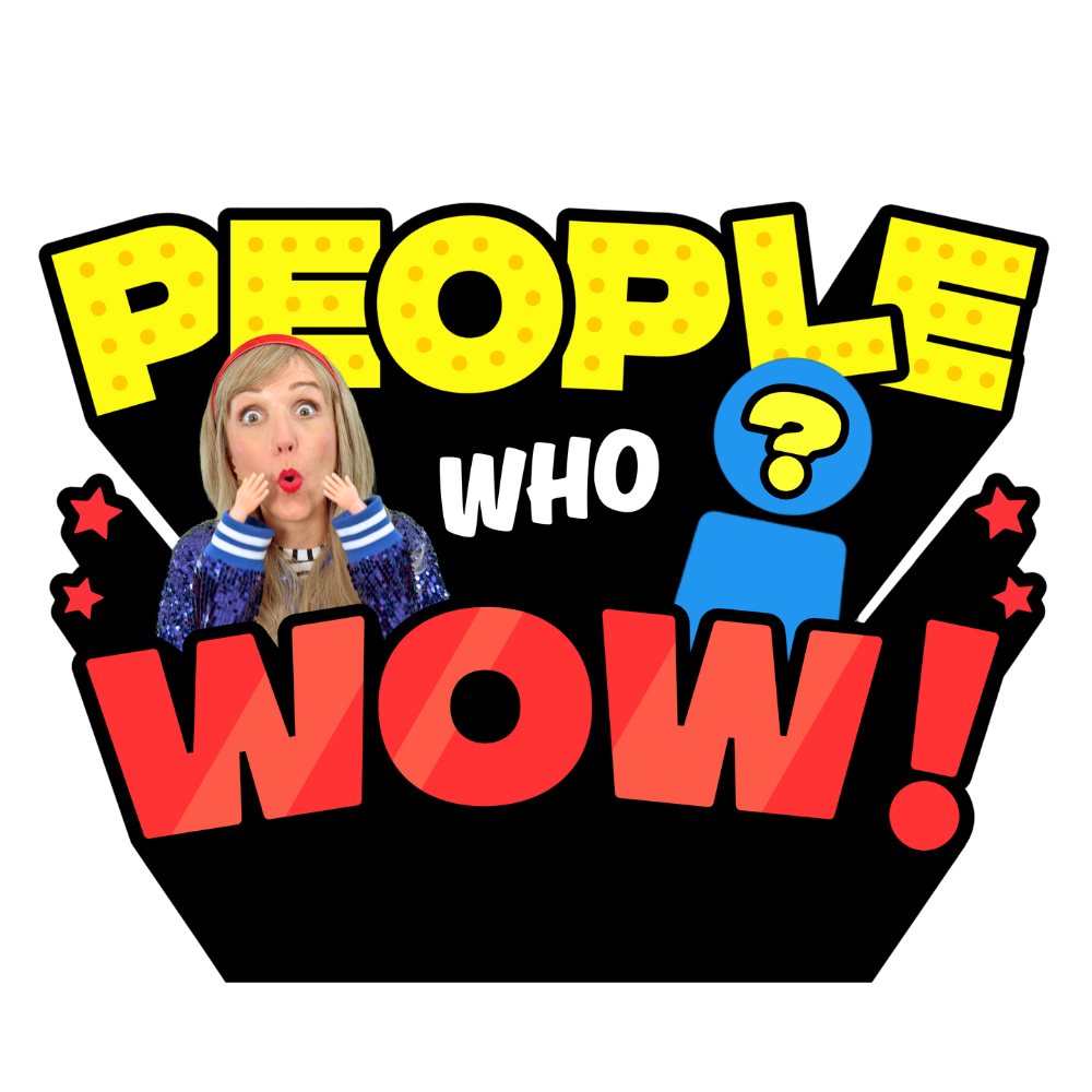 May contain text that reads "PEOPLE WHO WOW!" with a surprised person and a blue icon of a person with a question mark.